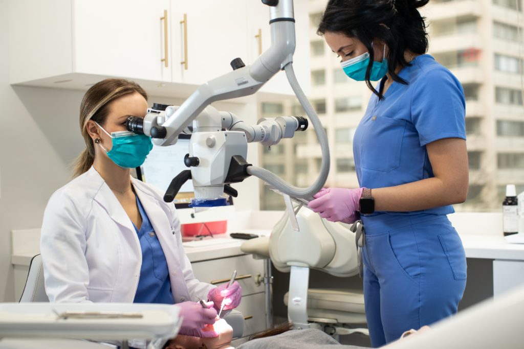Dental surgery showing a patient listening to our background music for medical and dental surgeries.